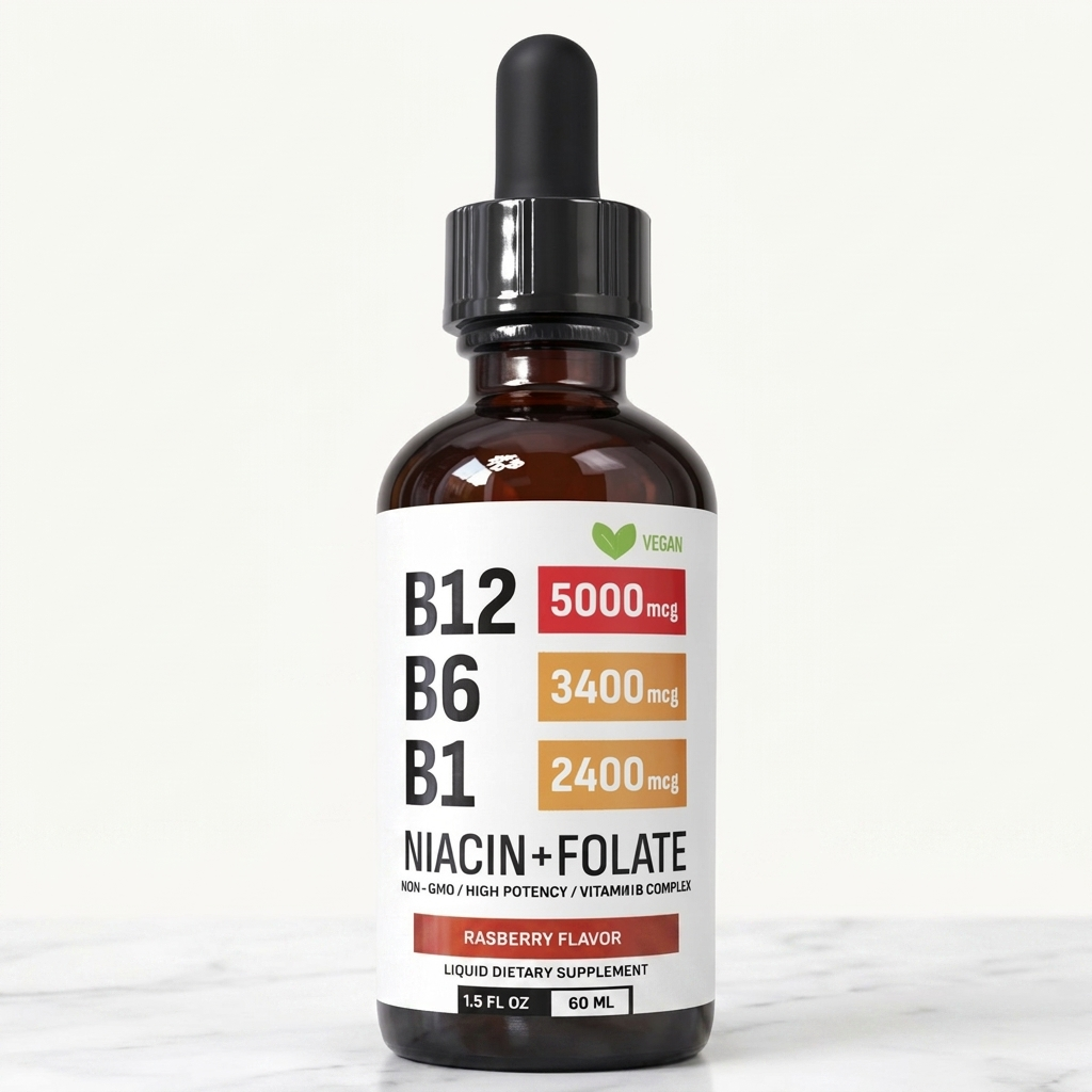 Complejo Vitamínico B, B12, B6, B1 Gotas Líquidas Niacina + Folato