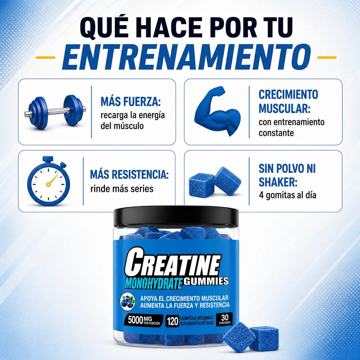 Gomitas de Creatina Monohidrato 5000 mg (120 Gomitas)