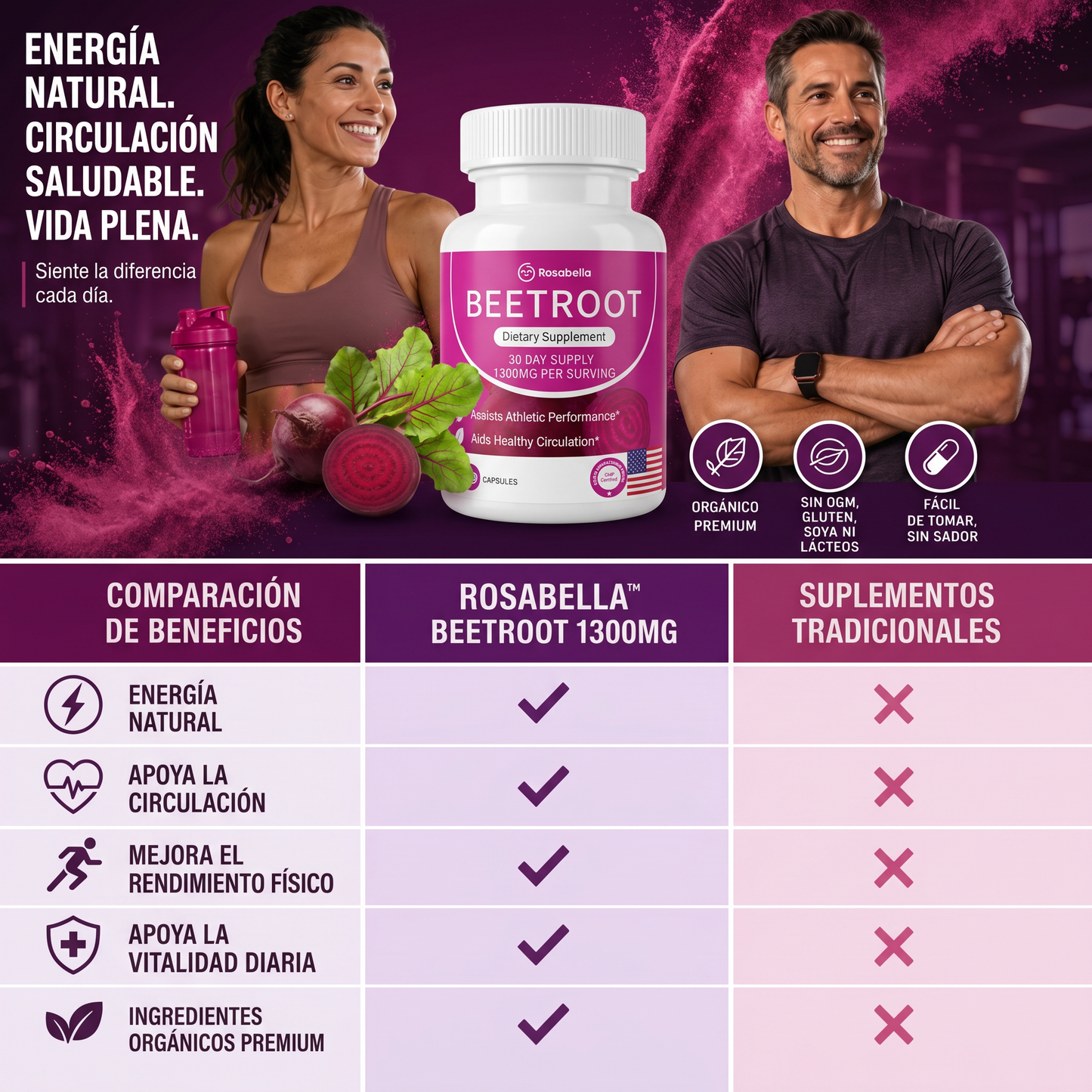 Rosabella™ Beetroot 1300mg (60 Cápsulas)