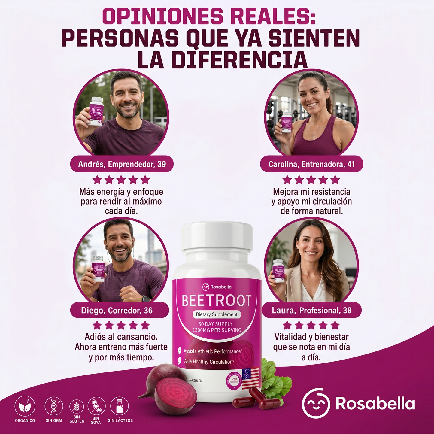 Rosabella™ Beetroot 1300mg (60 Cápsulas)