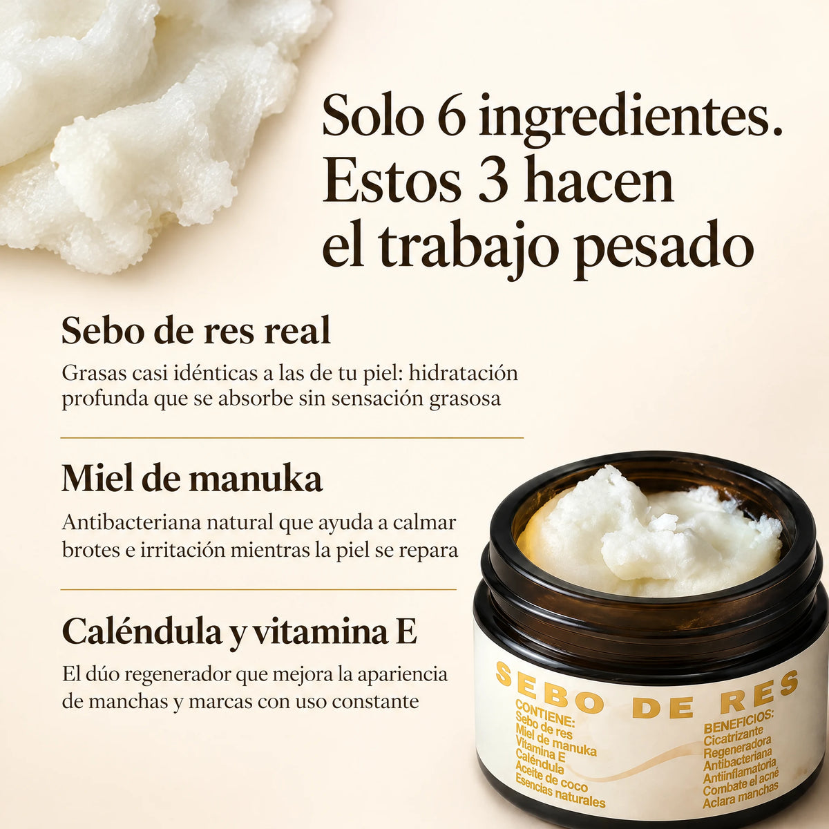 Tallow Glow Cream: solo 6 ingredientes